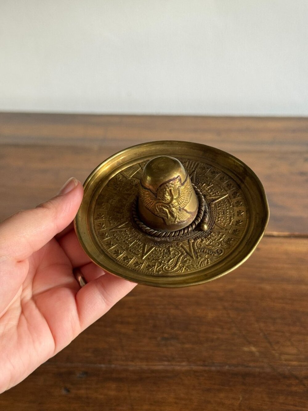 Vintage Detailed Brass Sombrero Hat Dish - Small Hat Trinket Dish